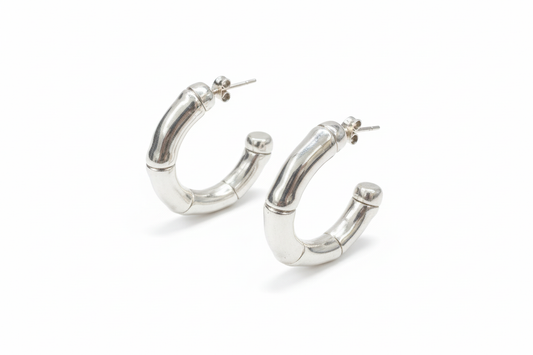 Bone Hoop Electroform Sterling Silver Earrings