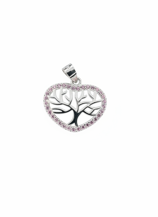 Tree of Life Heart Cubic 925 Sterling Silver Pendant