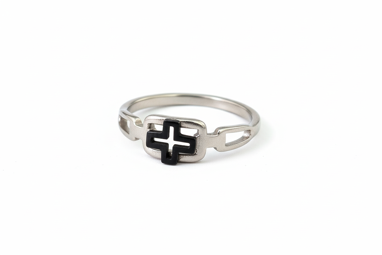 Black cross Stainless Steel Ring