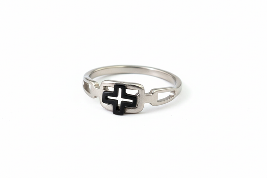 Black cross Stainless Steel Ring