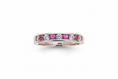 Load image into Gallery viewer, 925 Sterling Silver ring with pink and clear Cubic Zirconia stone
