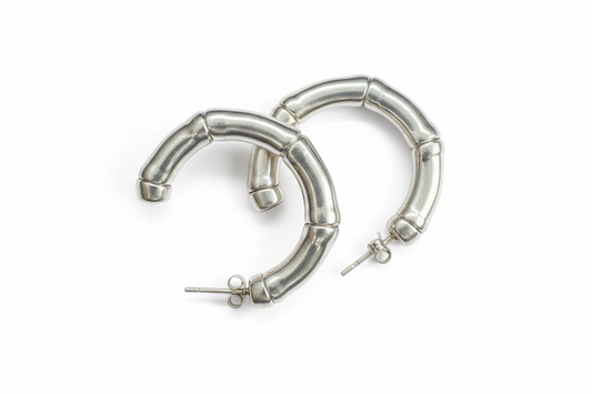 Bone Hoop Electroform Sterling Silver Earrings