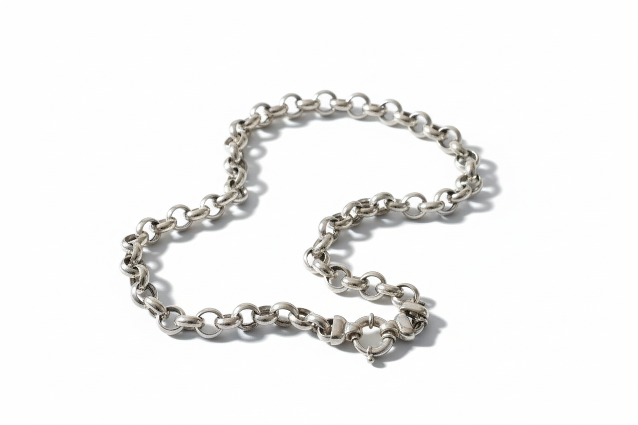 Hollow Belcher Silver Necklace