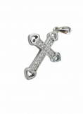 Load image into Gallery viewer, Heart Edge Cross Pendant Sterling Silver with Cubic Zirconia Stones
