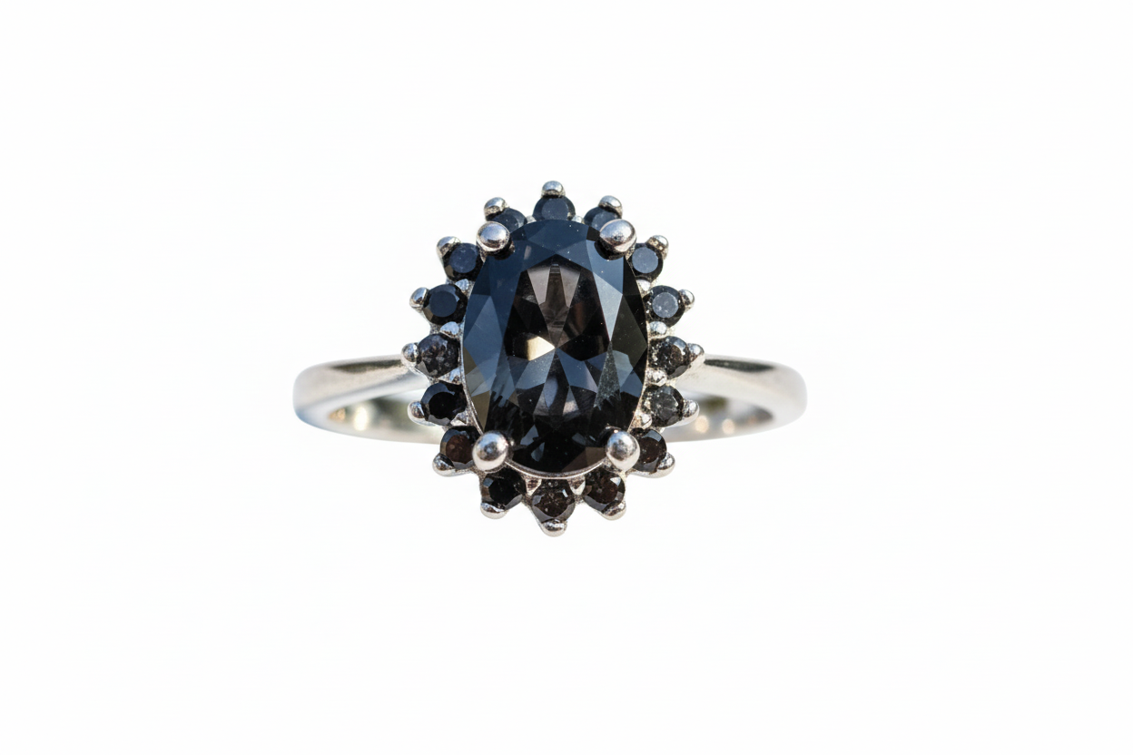 925 Sterling Silver 7 shades of black Cubic Zirconia ring