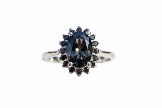 925 Sterling Silver 7 shades of black Cubic Zirconia ring