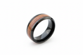 Load image into Gallery viewer, Black and Brown Wooden Striped Horizontal Insert Stainless Steel Ring

