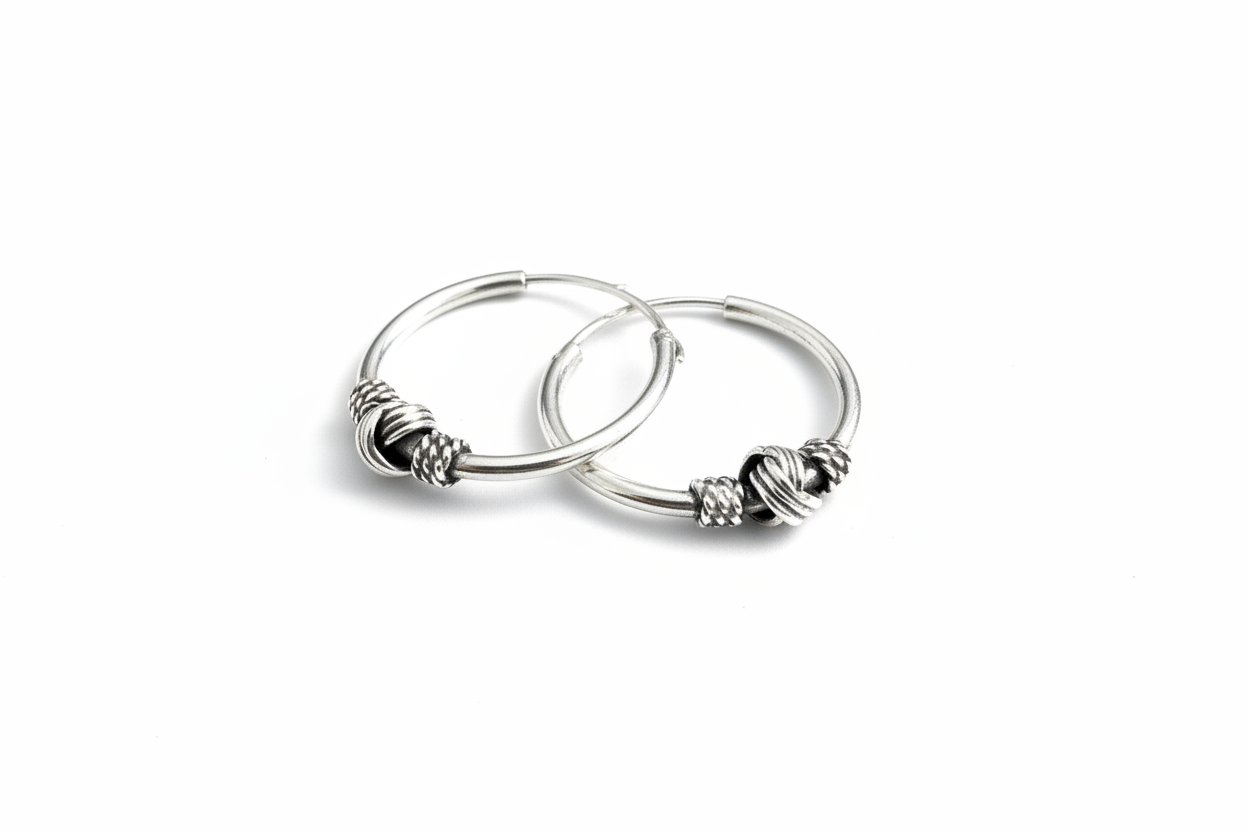 Hoop Knot Sterling Silver Earrings