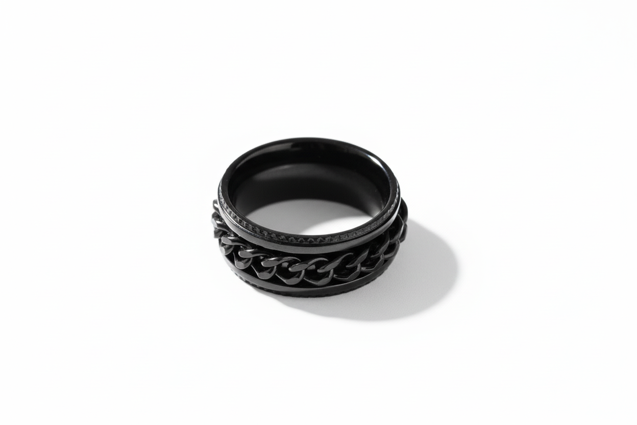 Black Spinner Stainless Steel Ring