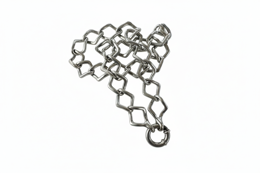 Anchor Square Round Link Silver Necklace