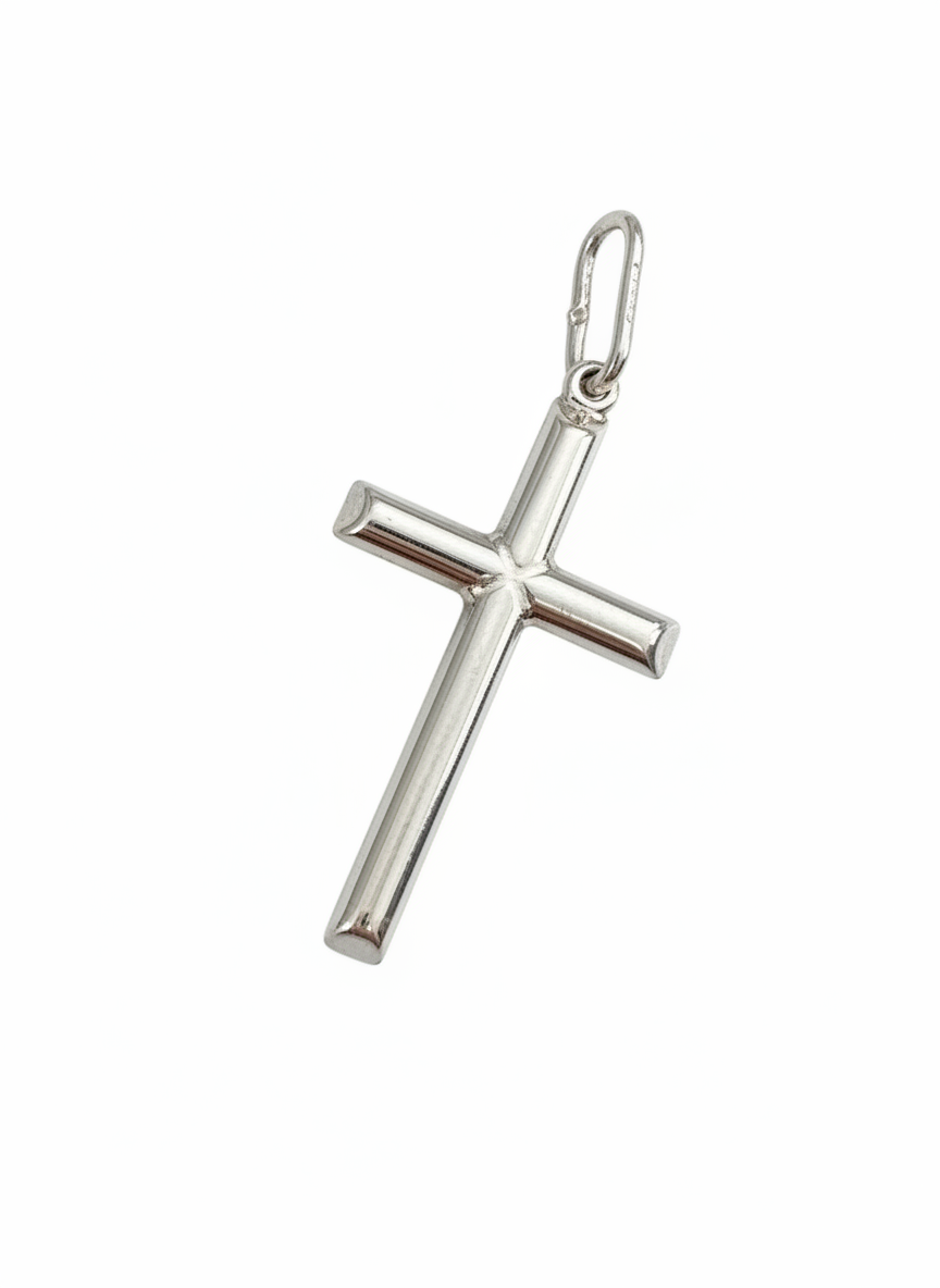 Italy Round Cross Pendant Sterling Silver