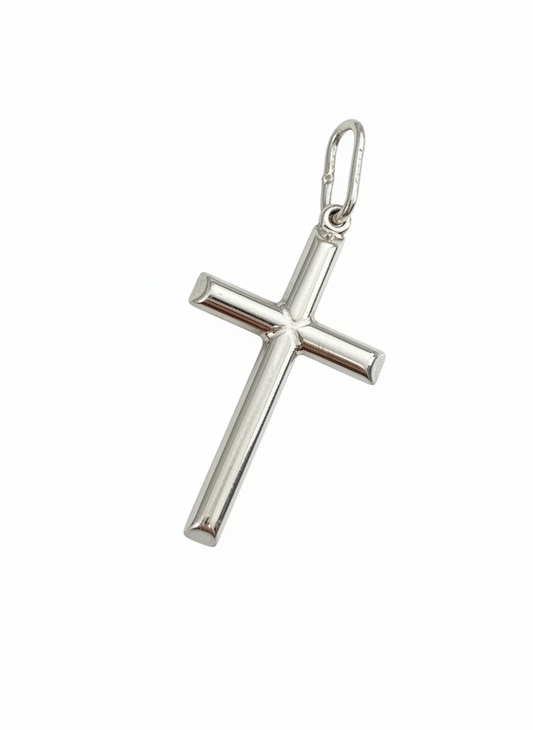 Italy Round Cross Pendant Sterling Silver