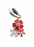 Load image into Gallery viewer, Red Flowers Pendant Sterling Silver
