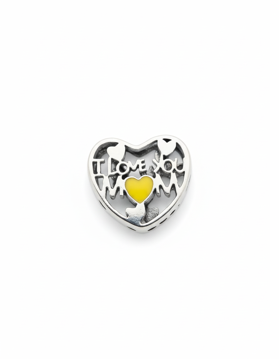 Pandora Compatible I Love you Mom Pendant Sterling Silver