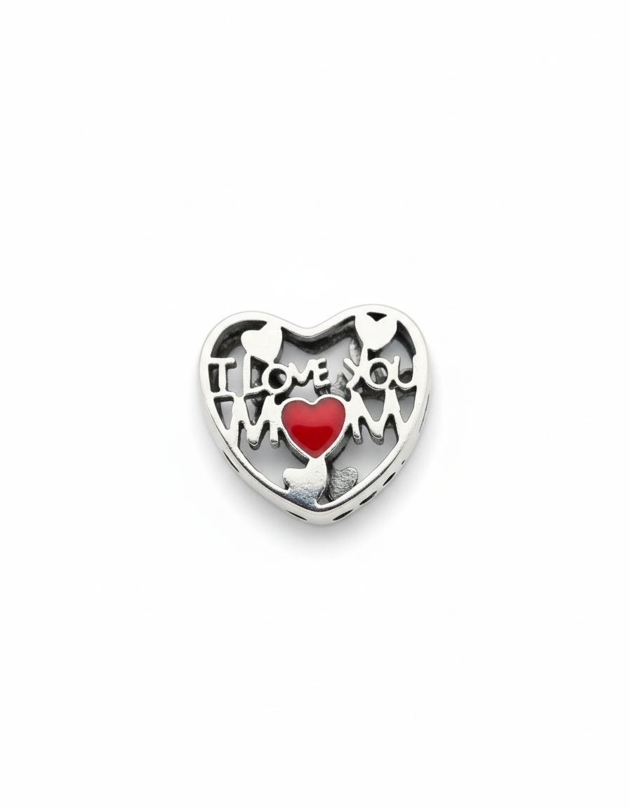 Pandora Compatible I Love you Mom Pendant Sterling Silver
