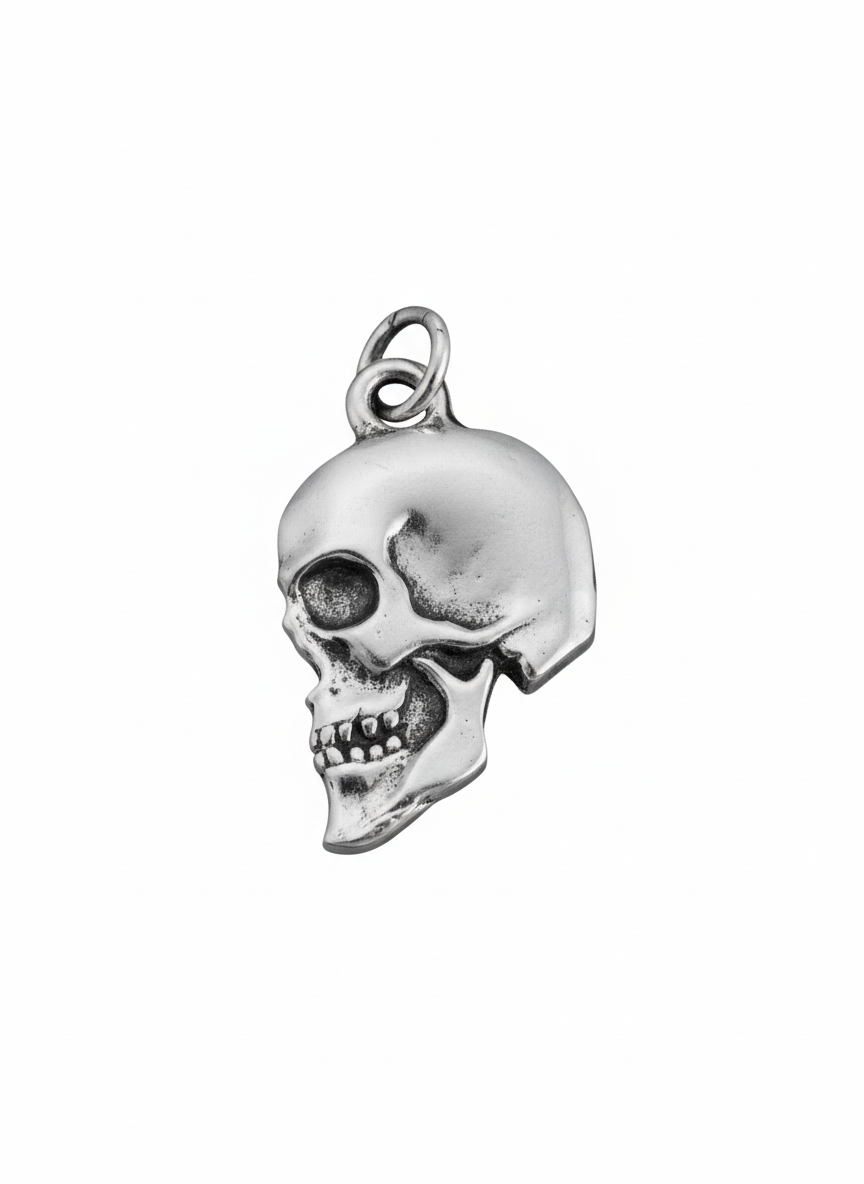 Flat Skull Pendant Sterling Silver
