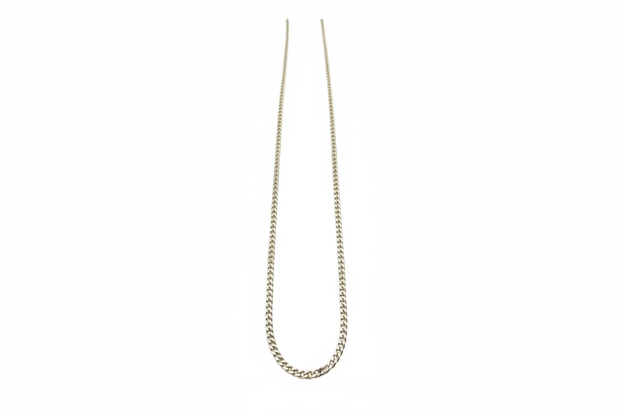 Curb Diamond Link Silver Necklace