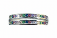 Load image into Gallery viewer, 925 Sterling Silver ring with double joined rainbow Cubic Zirconia stones
