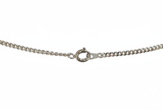 Curb Diamond Link Silver Necklace