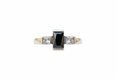 Load image into Gallery viewer, 925 Sterling Silver Rectangle Black Cubic Ring with 2 Cubic Zirconia stones
