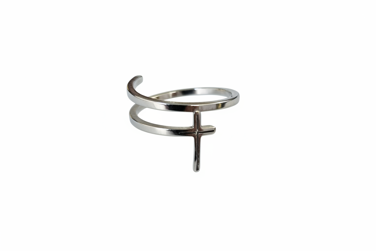 Adjustable Cross Stainless Steel Ring