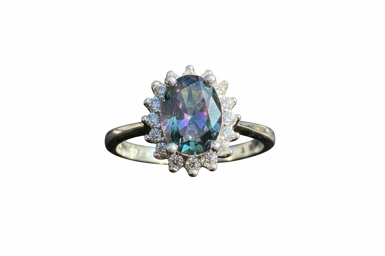 925 Sterling Silver 7 shades of black Cubic Zirconia ring