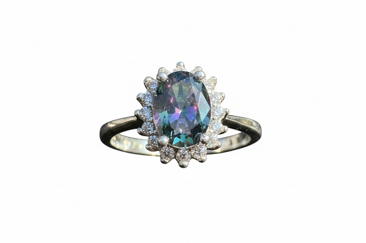 925 Sterling Silver 7 shades of black Cubic Zirconia ring