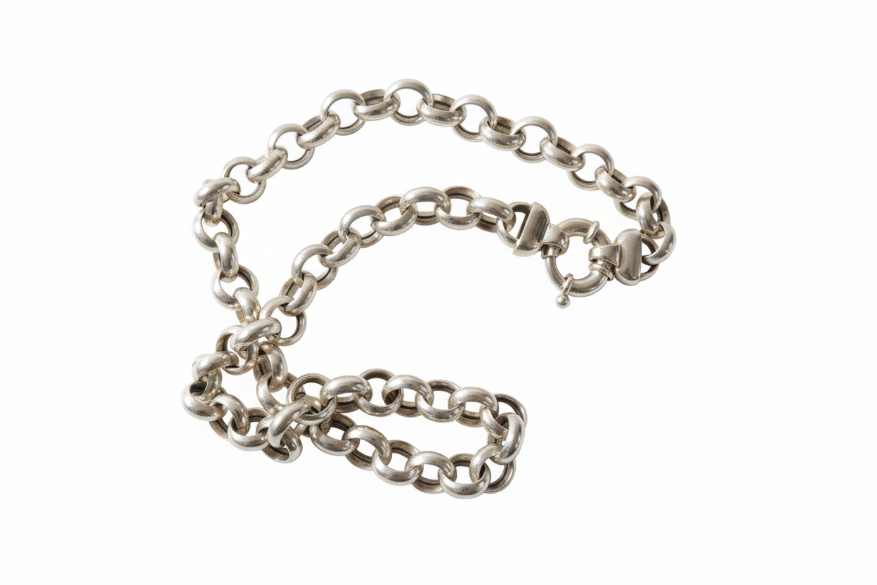 Hollow Belcher Silver Necklace