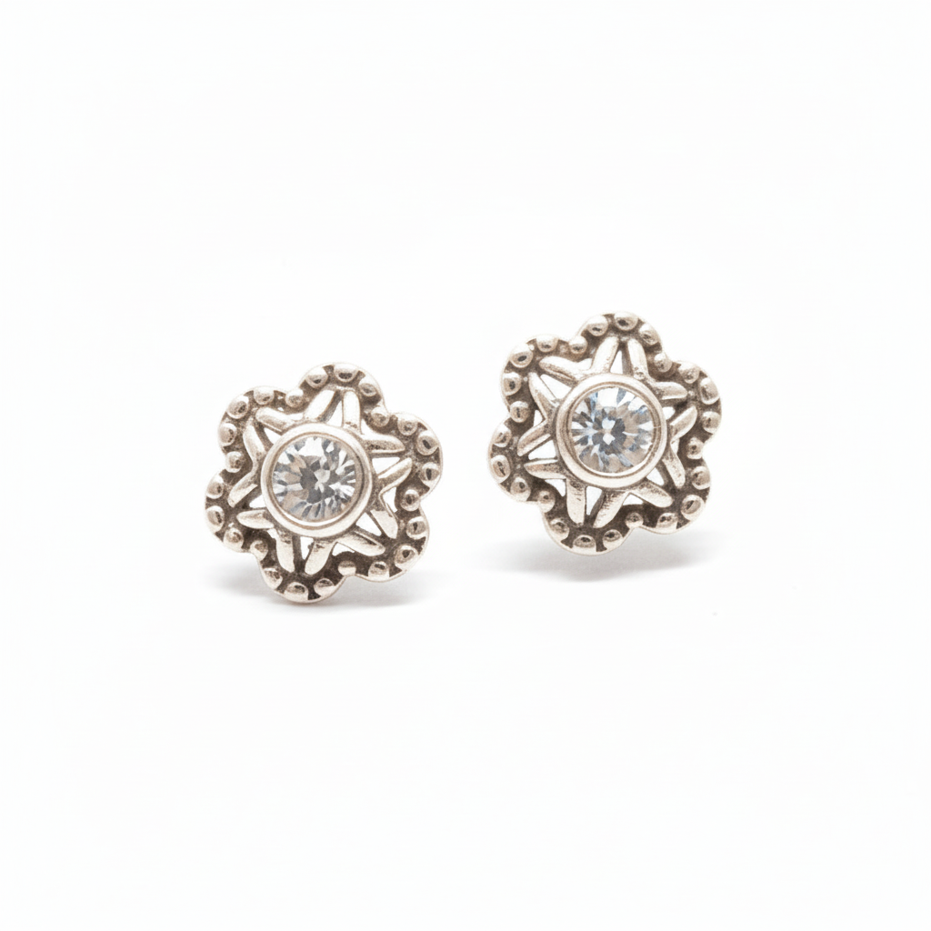 Vintage Starburst 925 Sterling Silver Earrings
