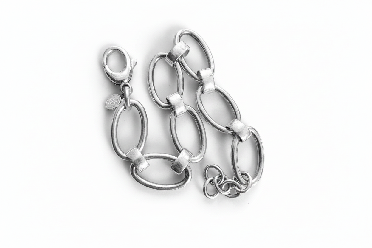 Oval Chain Link Silver Bracelet