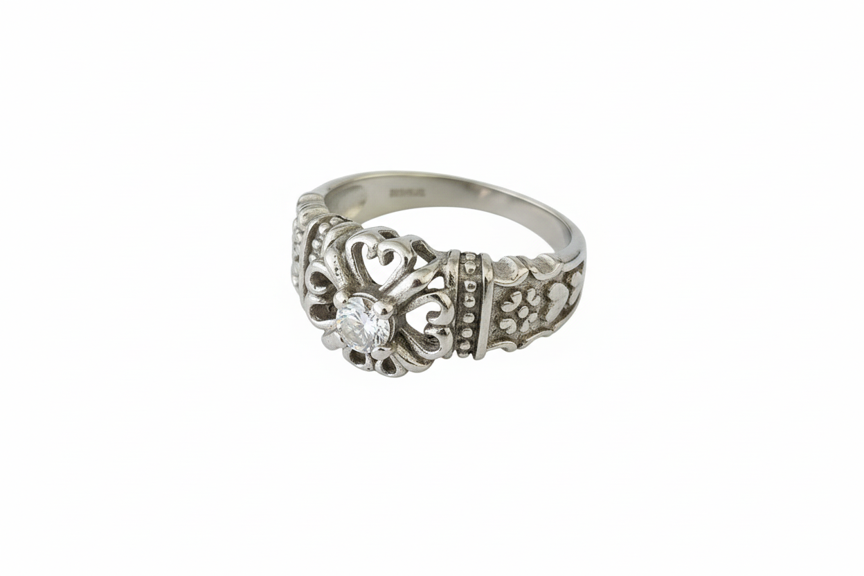 Flower heart shape with Cubic Zirconia Stone Stainless Steel Ring