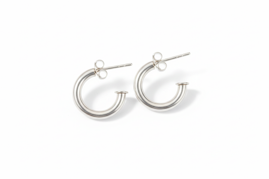 Hoop With Stopper Sterling Silver Earrings
