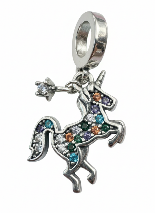 Pandora Compatible Unicorn Pendant Sterling Silver