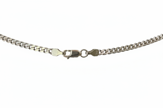 Curb Diamond Cut Link Silver Necklace