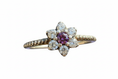 Load image into Gallery viewer, 925 Sterling Silver ring purple flower lab grown ring
