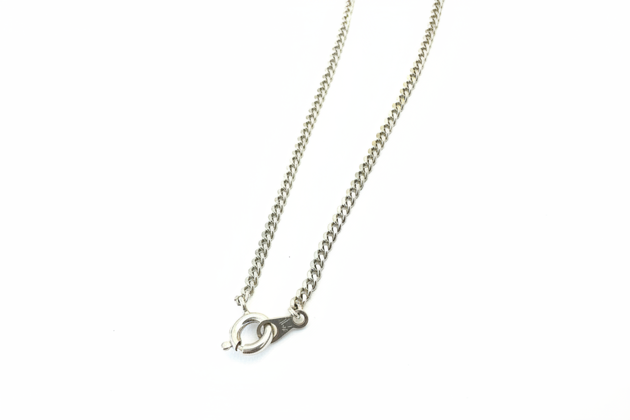 Curb Diamond Link Silver Necklace