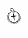 Load image into Gallery viewer, Hanging Cross Pendant Sterling Silver with Cubic Zirconia Stones
