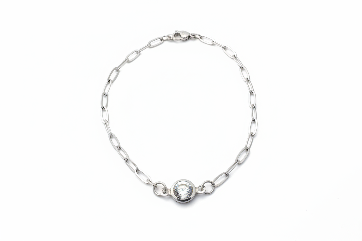 Clear Cubic Paperclip Bracelet