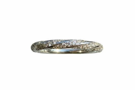 925 Sterling Silver Twist band with Cubic Zirconia stones