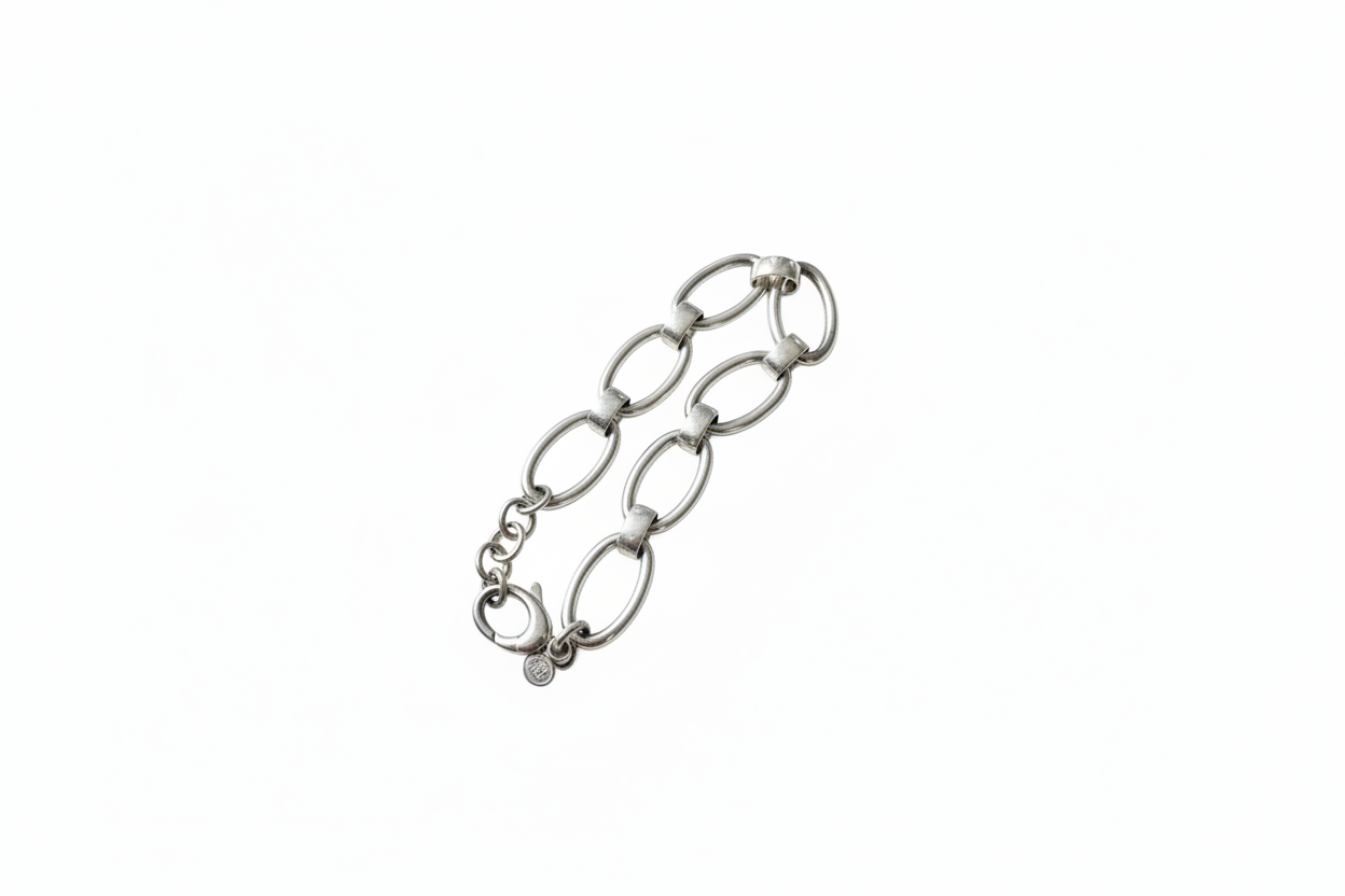 Oval Chain Link Silver Bracelet