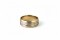 Load image into Gallery viewer, Gold Edged Striped Stainless Steel Ring
