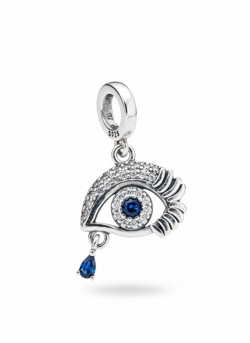 Blue Cubic Eye Pendant Sterling Silver