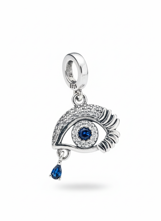 Blue Cubic Eye Pendant Sterling Silver