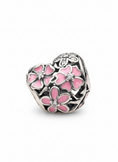 Load image into Gallery viewer, Pandora Compatible Pink Flower Heart Pendant Sterling Silver
