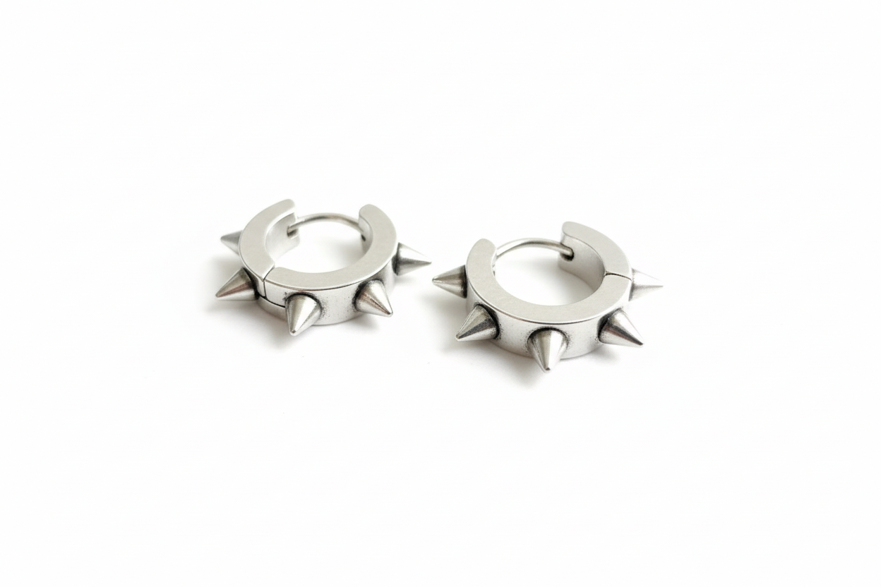 Spiked Huggie Hoop Earrings