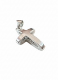 Load image into Gallery viewer, Hollow 2 Side Cross Pendant Sterling Silver with Cubic Zirconia Stones
