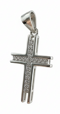 Load image into Gallery viewer, Open End Cubic Cross Sterling Silver Pendant
