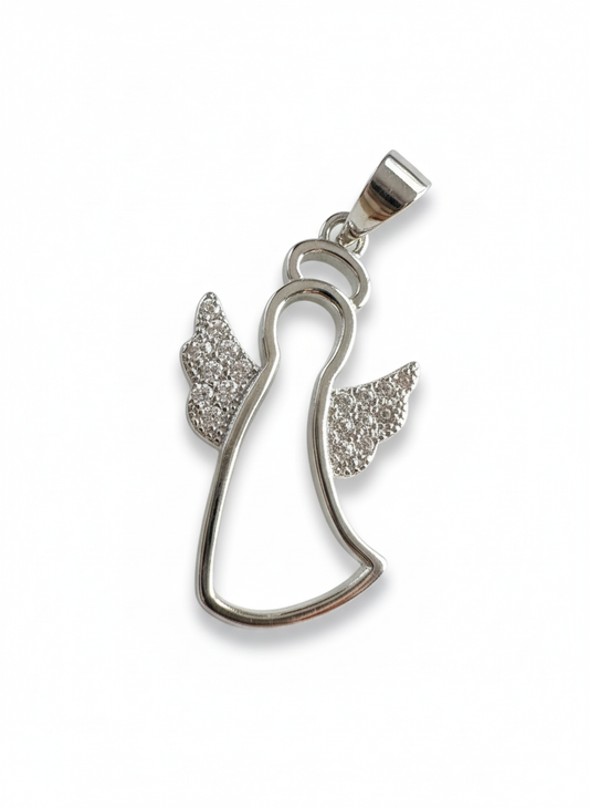 Angel with Cubic Zirconia Wings Sterling Silver Pendant