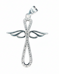 Load image into Gallery viewer, Infinity Angel Wing Cubic Cross Sterling Silver Pendant
