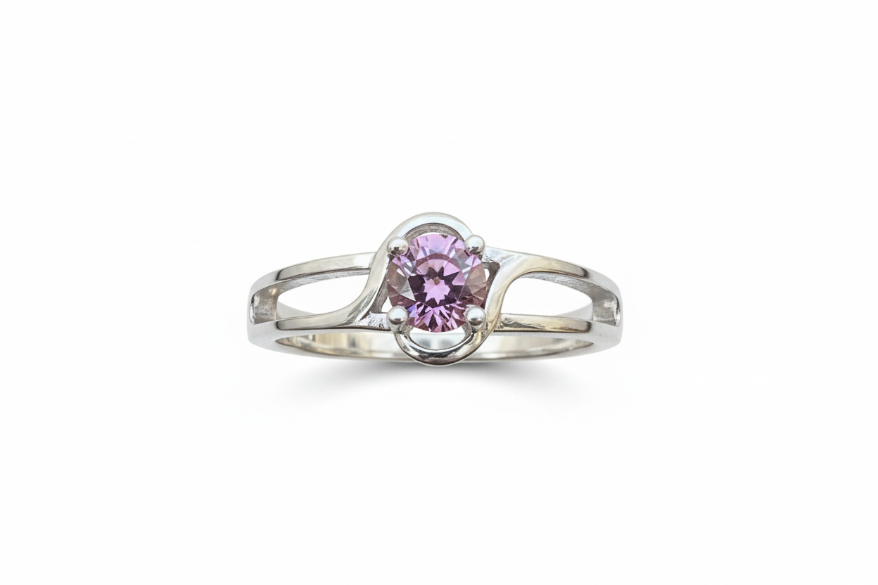 925 Sterling Silver Morganite lab crown stone
